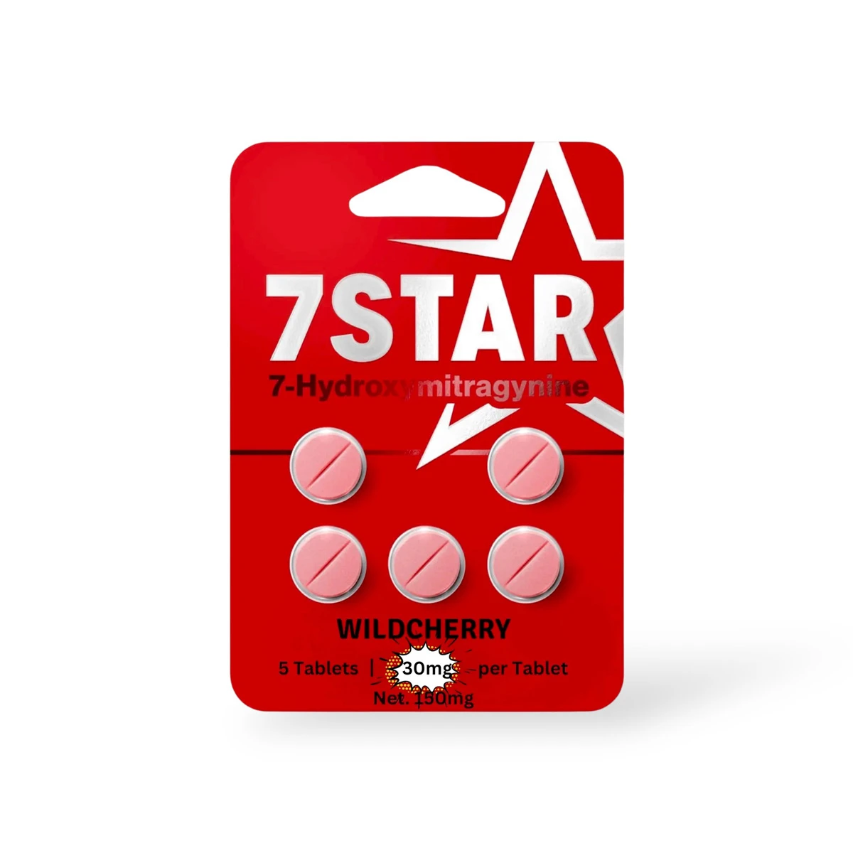 7 Star 7 Hydroxymitragynine Extract Tablets Wild Cherry 30mg Per Tablet 5ct 40721